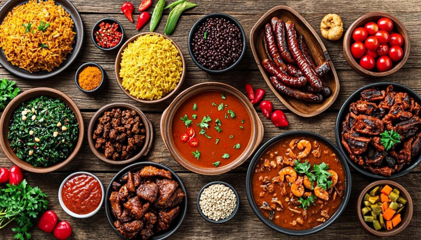 Mesa com alimentos